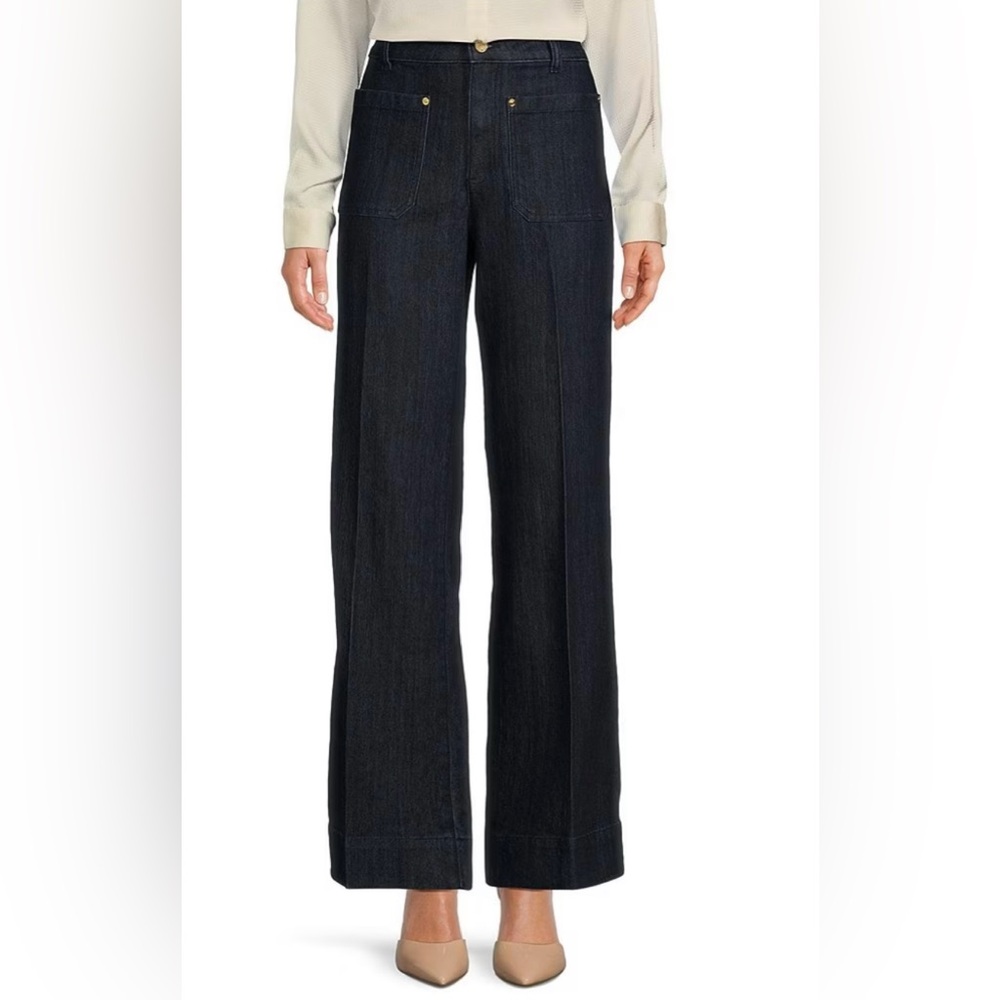 Michael Kors Premiere Denim Hi-Rise Wide Leg Jeans size 10 new